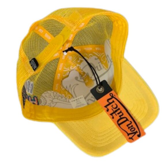 VON DUTCH HOLLYWOOD VELVET TRUCKER HAT IN YELLOW NWT - Picture 9 of 12